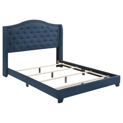 Sonoma Full Camel Headboard Bed with Nailhead Trim Blue - Premium Bed from Coaster Z2 Standard - Just $298! Shop now at Furniture Wholesale Plus  We are the best furniture store in Nashville, Hendersonville, Goodlettsville, Madison, Antioch, Mount Juliet, Lebanon, Gallatin, Springfield, Murfreesboro, Franklin, Brentwood