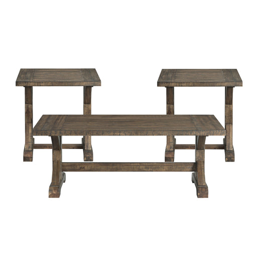 Finn - 3 Piece Accent Trestle Table Set (Coffee Table & Two End Tables) - Dark Walnut – Table Sets by Elements International at Furniture Wholesale Plus , Nashville furniture store
