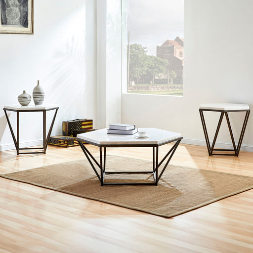Corvus - End Table With Marble Top Hexagon - White – End Tables by Steve Silver Furniture at Furniture Wholesale Plus , Nashville furniture store