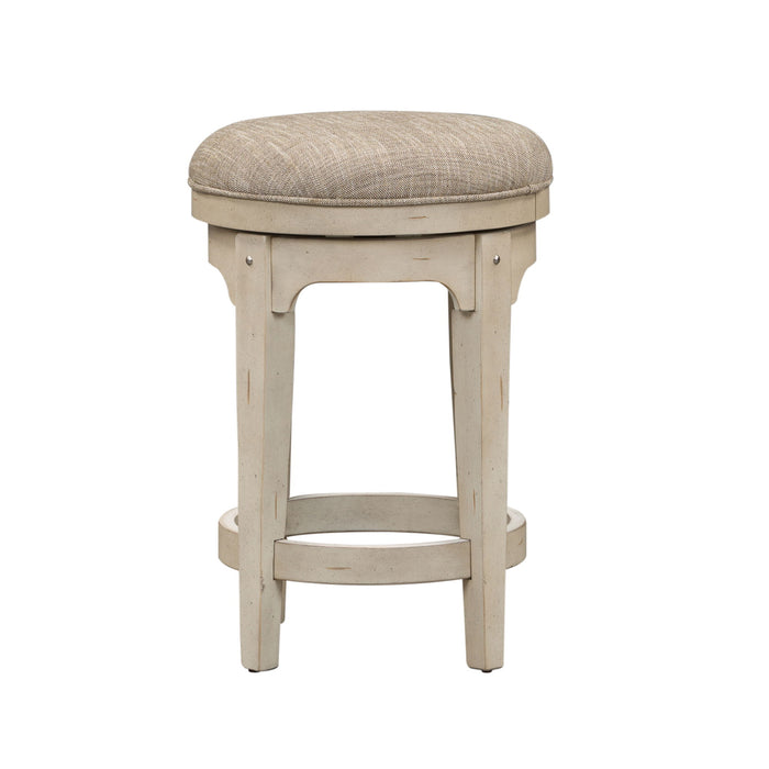 Morgan Creek - Console Swivel Stool - Antique White / Wirebrushed Tobacco Accents – Counter Height (24"-27") by Liberty Furniture at Furniture Wholesale Plus , Nashville furniture store