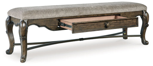Maylee - Upholstered Storage Bench - Dark Brown – Storage Benches by Signature Design by Ashley® at Furniture Wholesale Plus , Nashville furniture store