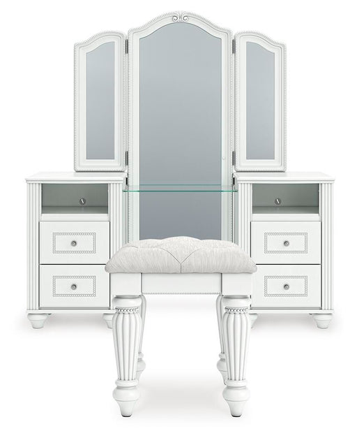 Kozlani - 3 Pc. - Vanity, Mirror And Stool - White – 3 Piece Bedroom Sets by Signature Design by Ashley® at Furniture Wholesale Plus , Nashville furniture store