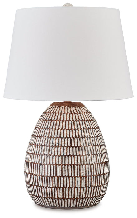 Darrich - Metal Table Lamp - Beige / White – Table Lamps by Signature Design by Ashley® at Furniture Wholesale Plus , Nashville furniture store