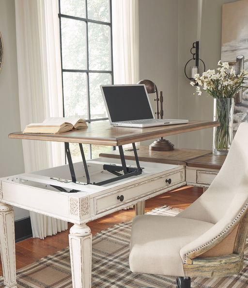 Realyn - L Shaped Desk With Lift Top - White / Brown – Lift Top Desks by Signature Design by Ashley® at Furniture Wholesale Plus , Nashville furniture store