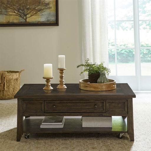 Paradise Valley - Rectangular Cocktail Table - Saddle Brown – Cocktail Tables by Liberty Furniture at Furniture Wholesale Plus , Nashville furniture store