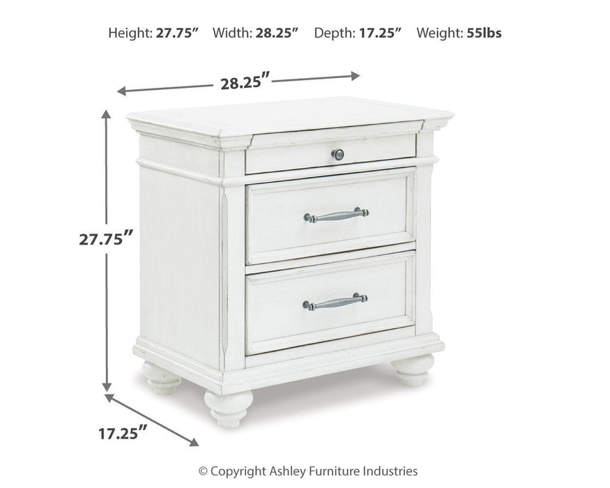 Kanwyn - Three Drawer Night Stand - Whitewash – Accent Nightstands by Benchcraft® at Furniture Wholesale Plus , Nashville furniture store