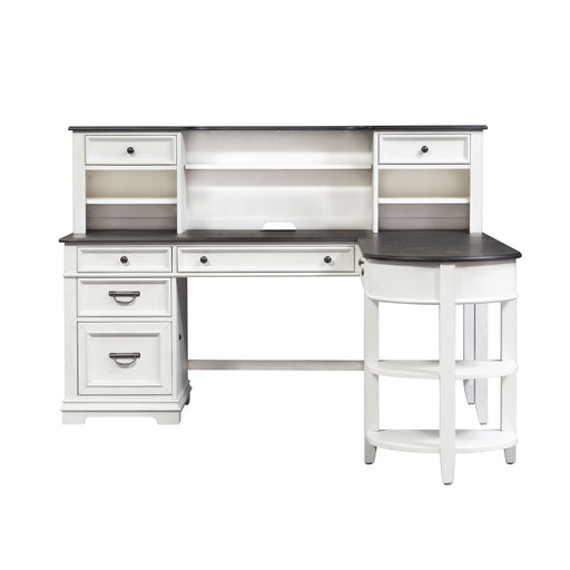 Allyson Park - L Shaped Desk With Hutch - Wirebrushed White / Charcoal – 2 Piece Home Office Sets by Liberty Furniture at Furniture Wholesale Plus , Nashville furniture store