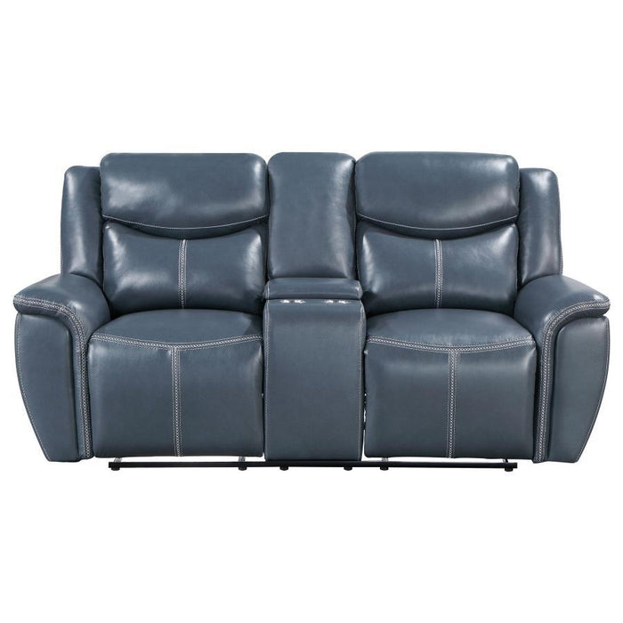 Sloane - Upholstered Padded Arm Reclining Loveseat - Blue – Reclining Loveseats by Coaster Fine Furniture at Furniture Wholesale Plus , Nashville furniture store