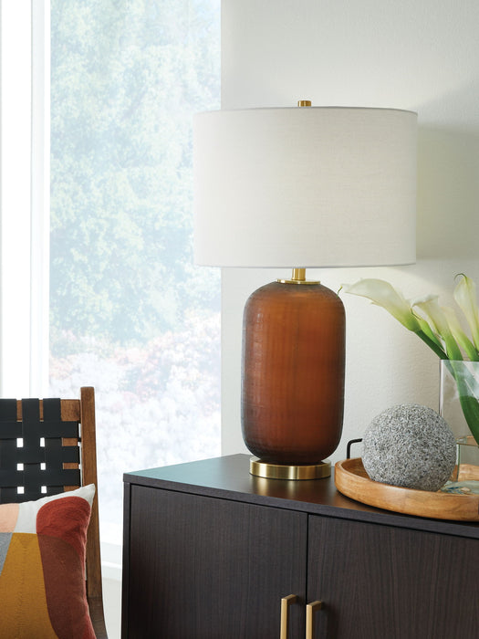 Farberman - Glass Table Lamp - Amber – Table Lamps by Signature Design by Ashley® at Furniture Wholesale Plus , Nashville furniture store