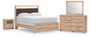 Kinlanni - 4 Pc. - Queen Panel Bed, Dresser, Mirror And Nightstand - Tan – 4 Piece Bedroom Sets by Signature Design by Ashley® at Furniture Wholesale Plus , Nashville furniture store