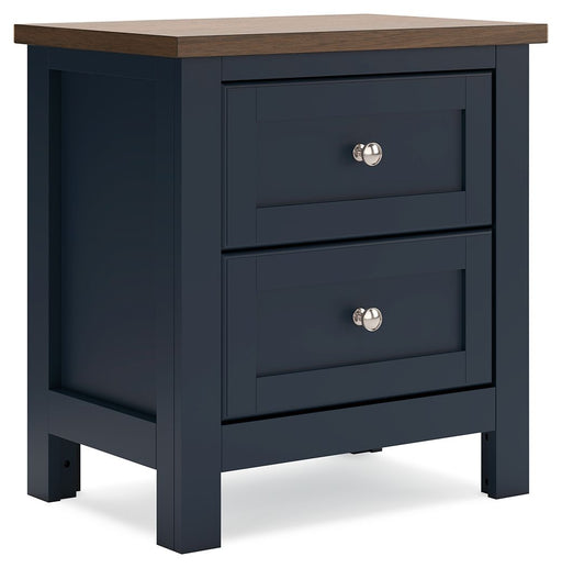 Landocken - Two Drawer Night Stand - Brown / Blue – Accent Nightstands by Signature Design by Ashley® at Furniture Wholesale Plus , Nashville furniture store