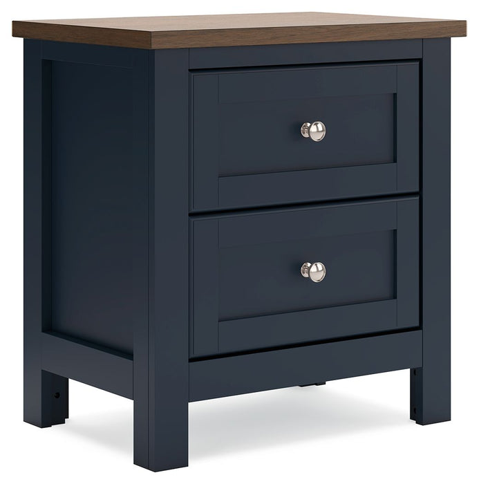 Landocken - Two Drawer Night Stand - Brown / Blue – Accent Nightstands by Signature Design by Ashley® at Furniture Wholesale Plus , Nashville furniture store