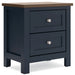 Landocken - Two Drawer Night Stand - Brown / Blue – Accent Nightstands by Signature Design by Ashley® at Furniture Wholesale Plus , Nashville furniture store