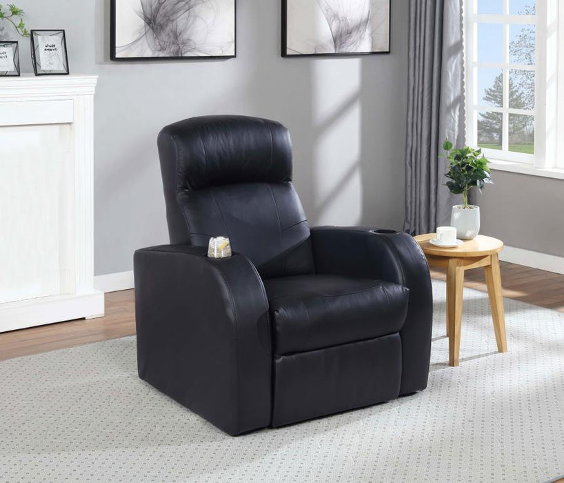 Cyrus - Upholstered Track Arm Recliner - Black - Premium Reclining Chairs from CoasterEssence - Just $759! Shop now at Furniture Wholesale Plus  We are the best furniture store in Nashville, Hendersonville, Goodlettsville, Madison, Antioch, Mount Juliet, Lebanon, Gallatin, Springfield, Murfreesboro, Franklin, Brentwood