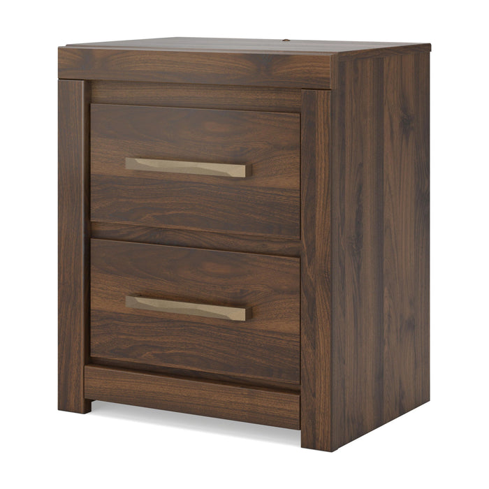 Janfyn - Two Drawer Night Stand - Brown – Nightstands w/ Charging Stations by Signature Design by Ashley® at Furniture Wholesale Plus , Nashville furniture store