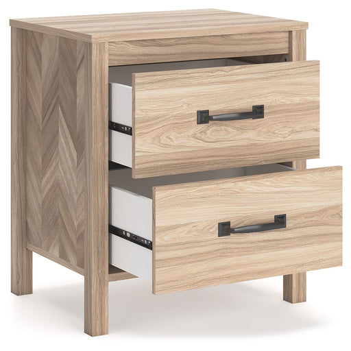 Battelle - Tan - Two Drawer Night Stand - Premium Accent Nightstands from Signature Design by Ashley® - Just $118! Shop now at Furniture Wholesale Plus  We are the best furniture store in Nashville, Hendersonville, Goodlettsville, Madison, Antioch, Mount Juliet, Lebanon, Gallatin, Springfield, Murfreesboro, Franklin, Brentwood