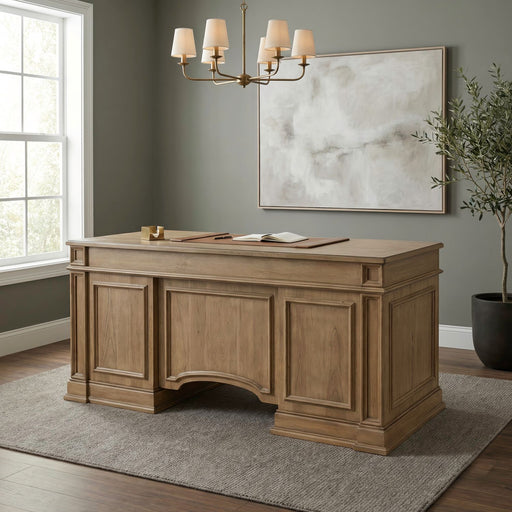 Reynolda - Jr Executive Desk - Camel Beige – Executive Desks by Liberty Furniture at Furniture Wholesale Plus , Nashville furniture store