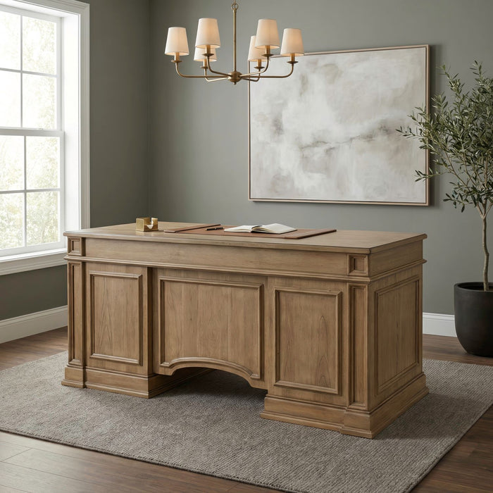 Reynolda - Jr Executive Desk - Camel Beige – Executive Desks by Liberty Furniture at Furniture Wholesale Plus , Nashville furniture store
