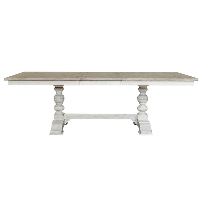 Whitney - Trestle Table - Antique Linen / Weathered Gray – Dining Tables by Liberty Furniture at Furniture Wholesale Plus , Nashville furniture store