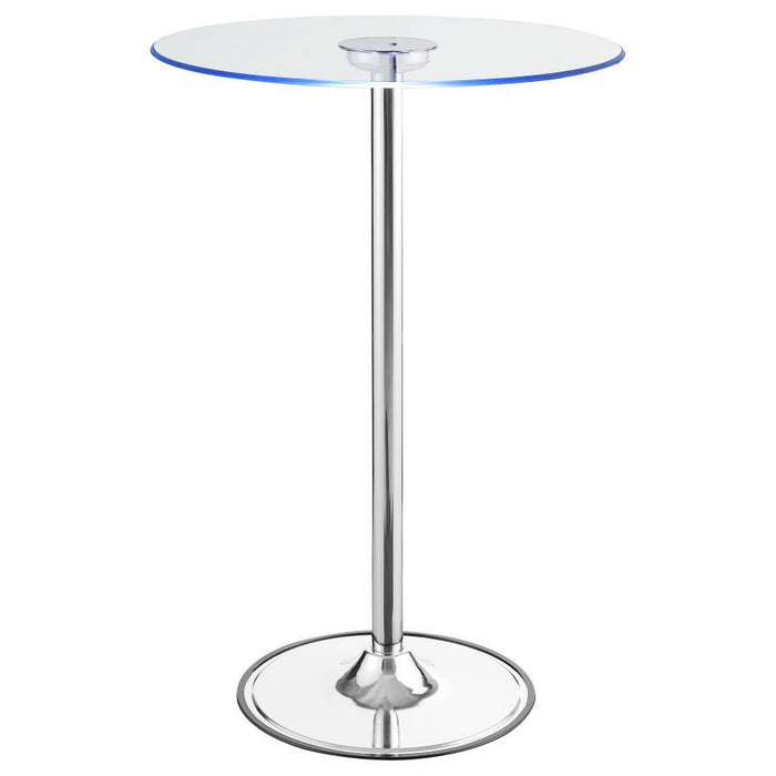 Thea - Round Glass Top LED Bistro Bar Table - Chrome – Bar Tables by CoasterEssence at Furniture Wholesale Plus , Nashville furniture store