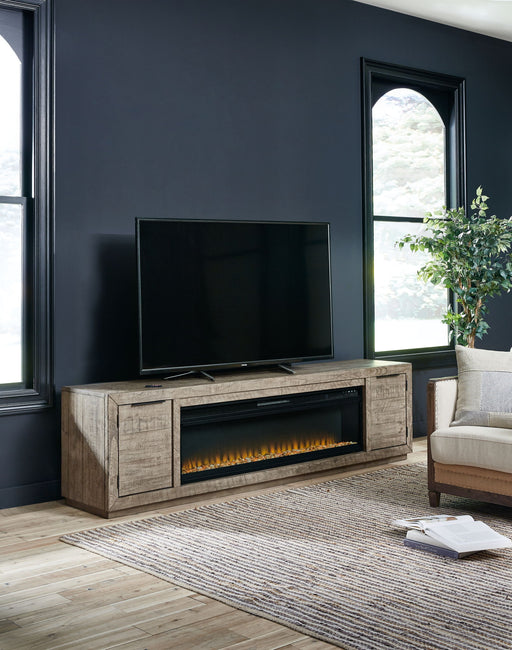 Krystanza - TV Stand with Wide Fireplace Insert - Weathered Gray – Fireplace TV Stands by Signature Design by Ashley® at Furniture Wholesale Plus , Nashville furniture store