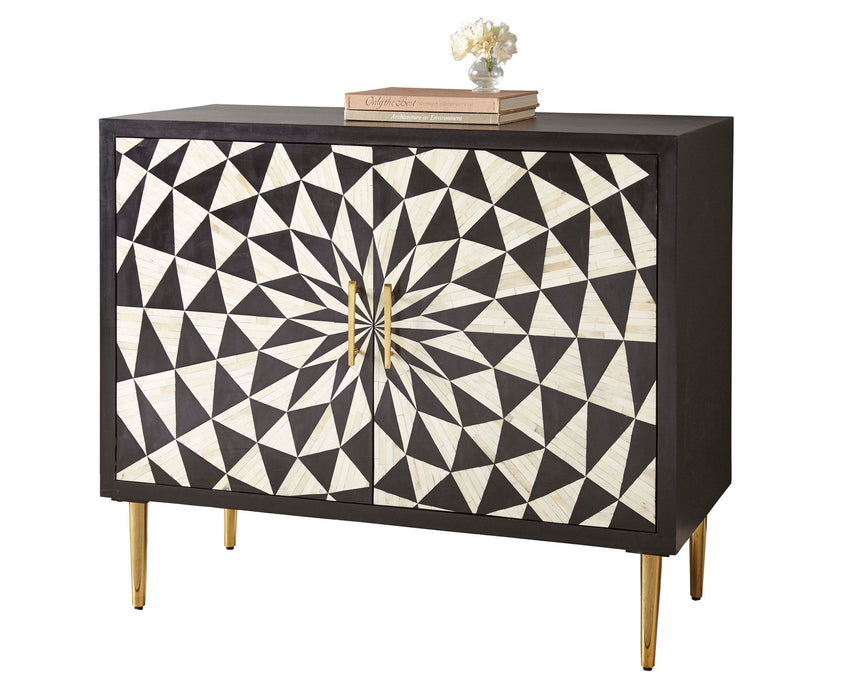 Benzara - 2 Door Bone Inlay Cabinet - Black – Accent Cabinets by Steve Silver Furniture at Furniture Wholesale Plus , Nashville furniture store