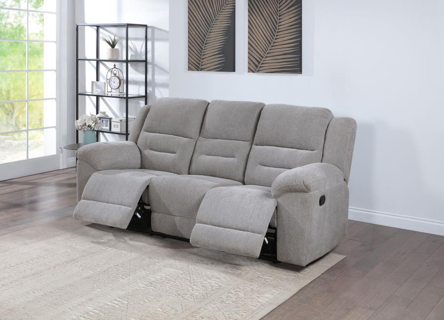 Gilson - Chenille Upholstered Reclining Sofa - Gray – Reclining Sofas by Coaster Fine Furniture at Furniture Wholesale Plus , Nashville furniture store