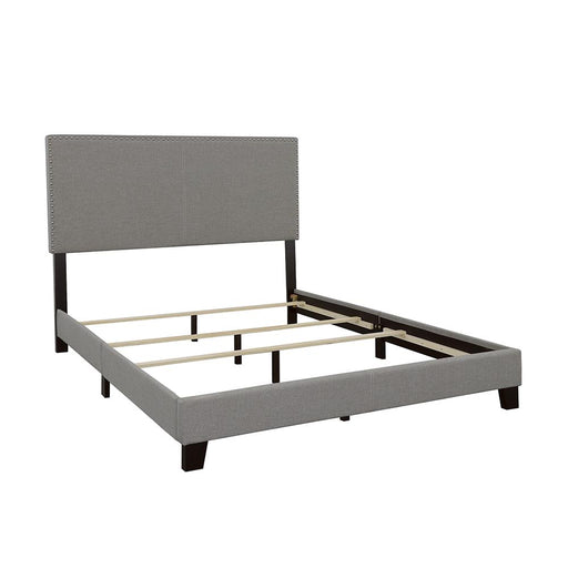 Boyd Eastern King Upholstered Bed with Nailhead Trim Grey - Premium Bed from Coaster Z2 Standard - Just $270! Shop now at Furniture Wholesale Plus  We are the best furniture store in Nashville, Hendersonville, Goodlettsville, Madison, Antioch, Mount Juliet, Lebanon, Gallatin, Springfield, Murfreesboro, Franklin, Brentwood