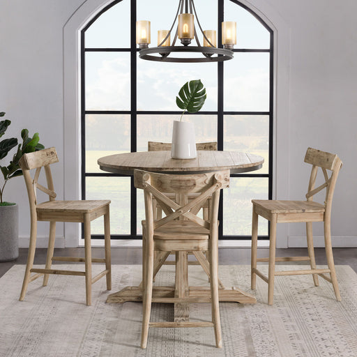 Callista - Round Counter Height 5 Piece Dining Set (Table And Four Stools) - Beach – 5 Piece Dining Room Sets by Elements International at Furniture Wholesale Plus , Nashville furniture store
