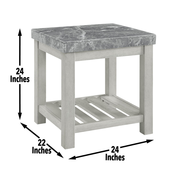 Canova - Gray Marble Top End Table - White – End Tables by Steve Silver Furniture at Furniture Wholesale Plus , Nashville furniture store