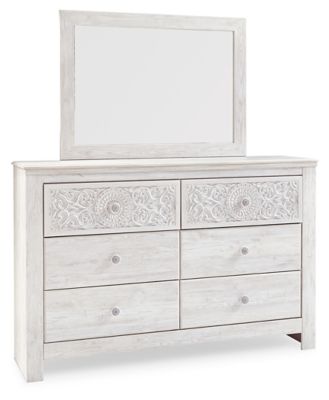 Paxberry - Whitewash - Dresser, Mirror - Medallion Drawer Pulls - Premium Dresser & Mirror from Signature Design by Ashley® - Just $558! Shop now at Furniture Wholesale Plus  We are the best furniture store in Nashville, Hendersonville, Goodlettsville, Madison, Antioch, Mount Juliet, Lebanon, Gallatin, Springfield, Murfreesboro, Franklin, Brentwood