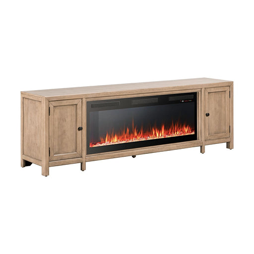Fireplace TV Console - 82" Console With Fire FTS - Light Brown – Fireplace TV Stands by Liberty Furniture at Furniture Wholesale Plus , Nashville furniture store