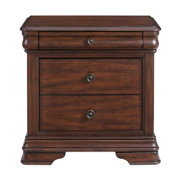 Phillipe - 3-Drawer Nightstand With USB - Cherry – Nightstands w/ Charging Stations by Elements International at Furniture Wholesale Plus , Nashville furniture store
