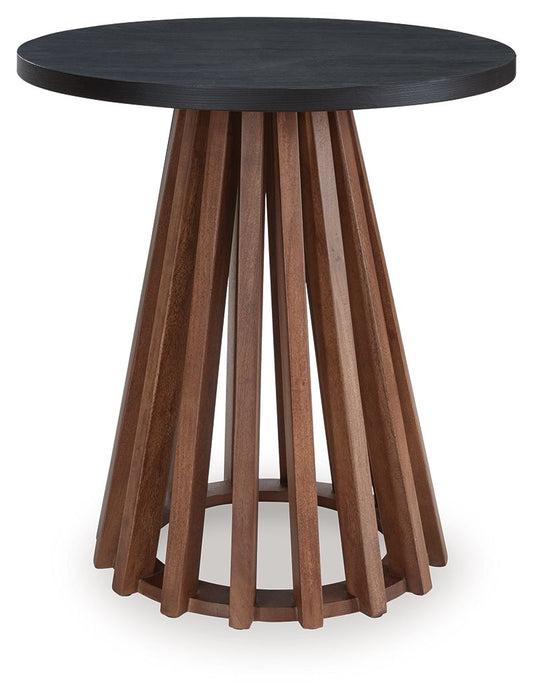 Kallari - Round End Table - Warm Brown / Black – End Tables by Signature Design by Ashley® at Furniture Wholesale Plus , Nashville furniture store