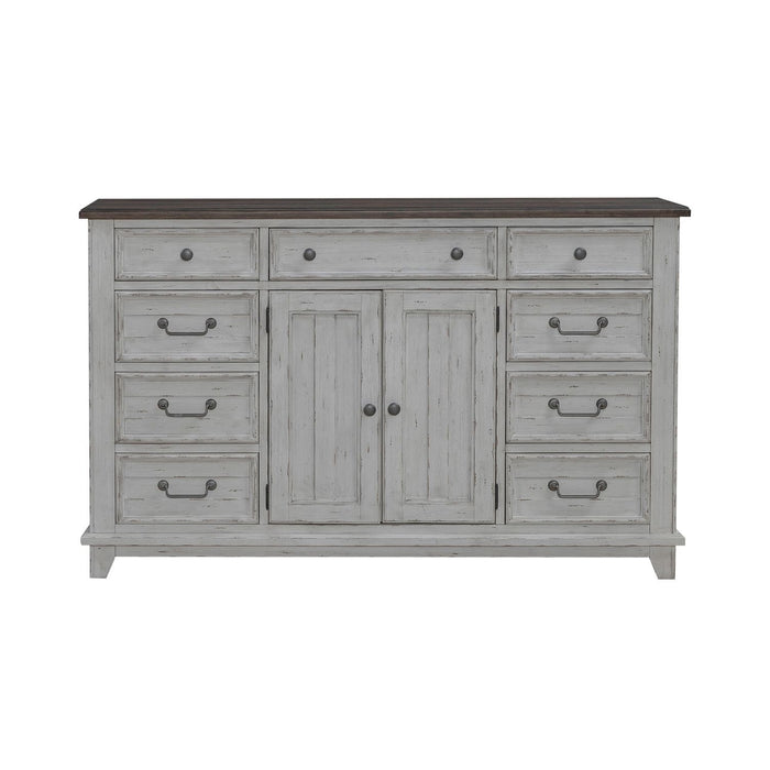 River Place - 2 Door 9 Drawer Dresser - Riverstone White & Tobacco – Dressers by Liberty Furniture at Furniture Wholesale Plus , Nashville furniture store