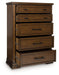Taffenbrook - Five Drawer Chest - Medium Brown – Accent Chests by Benchcraft® at Furniture Wholesale Plus , Nashville furniture store