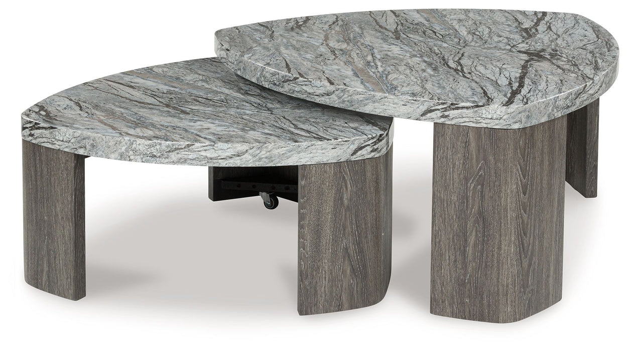 Surmour - Stacked Cocktail Table - Gray / Brown – Nesting Tables by Signature Design by Ashley® at Furniture Wholesale Plus , Nashville furniture store