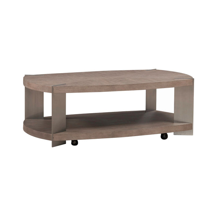 Harlow - Oval Cocktail Table - Sandstone & Satin Nickel – Cocktail Tables by Liberty Furniture at Furniture Wholesale Plus , Nashville furniture store