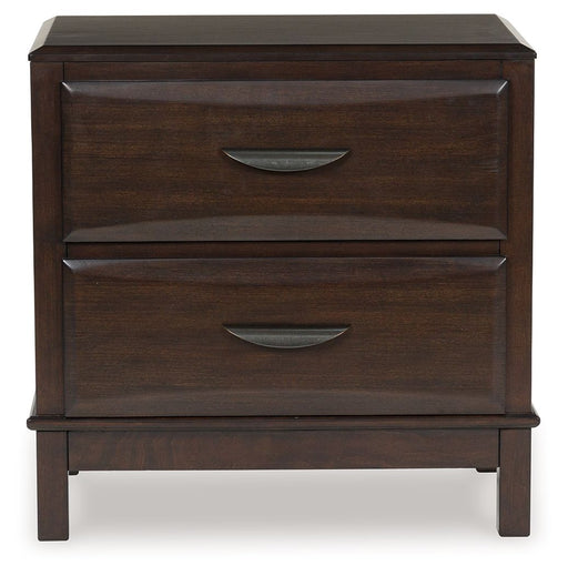 Vanmore - Two Drawer Night Stand - Dark Brown – Accent Nightstands by Benchcraft® at Furniture Wholesale Plus , Nashville furniture store