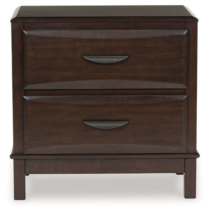 Vanmore - Two Drawer Night Stand - Dark Brown – Accent Nightstands by Benchcraft® at Furniture Wholesale Plus , Nashville furniture store