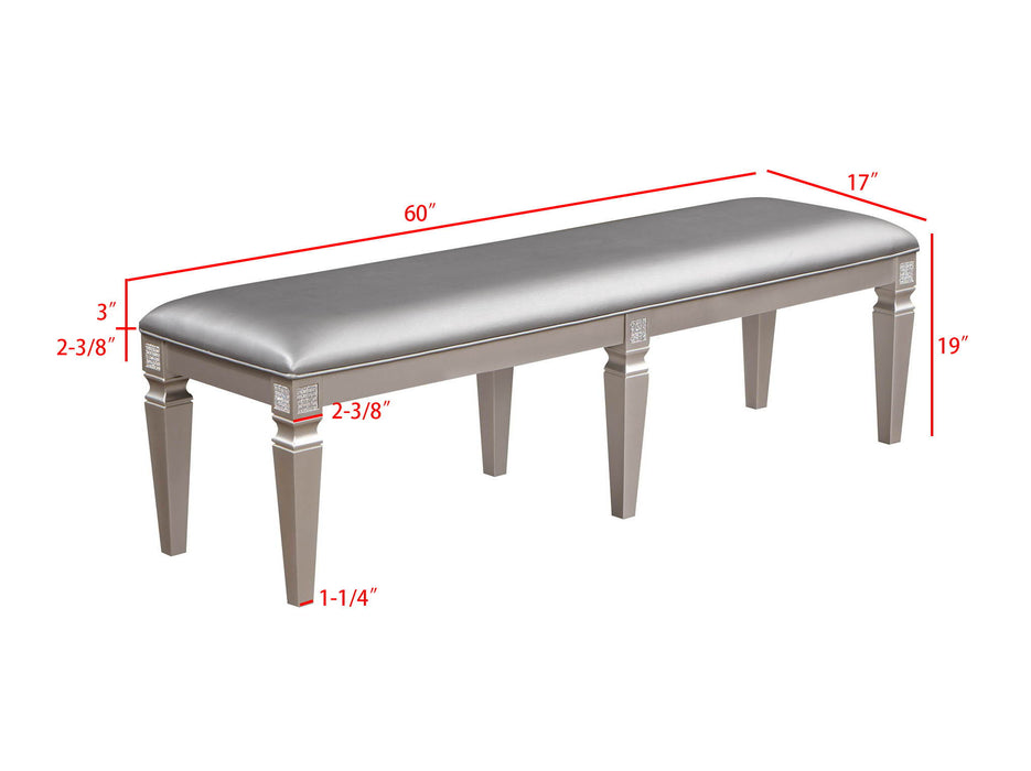 Klina - Bench - Silver – Dining Benches by Crown Mark at Furniture Wholesale Plus , Nashville furniture store