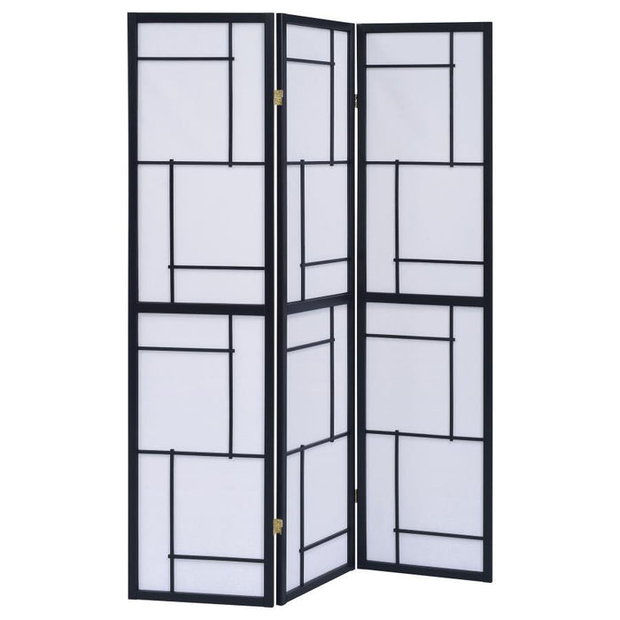 Damis - 3-Panel Room Divider Folding Shoji Screen - Black – Room Dividers by CoasterEveryday at Furniture Wholesale Plus , Nashville furniture store