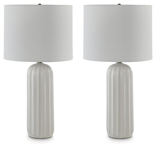 Clarkland - Ceramic Table Lamp (Set of 2) - White – Table Lamps by Signature Design by Ashley® at Furniture Wholesale Plus , Nashville furniture store