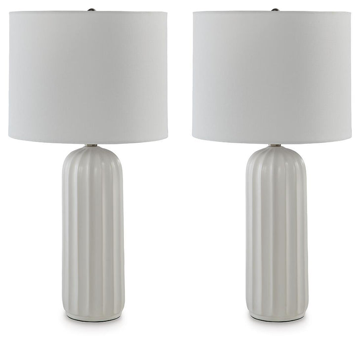 Clarkland - Ceramic Table Lamp (Set of 2) - White – Table Lamps by Signature Design by Ashley® at Furniture Wholesale Plus , Nashville furniture store