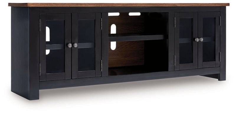 Wildenauer - XL TV Stand With Fireplace Option - Brown / Black – TV Stands by Signature Design by Ashley® at Furniture Wholesale Plus , Nashville furniture store
