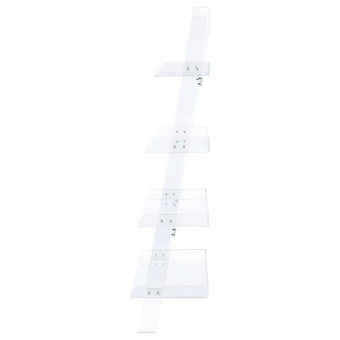 Amaturo - 4-Shelf Acrylic Ladder Bookshelf - Clear - Premium Ladder Bookcases from CoasterEssence - Just $539! Shop now at Furniture Wholesale Plus  We are the best furniture store in Nashville, Hendersonville, Goodlettsville, Madison, Antioch, Mount Juliet, Lebanon, Gallatin, Springfield, Murfreesboro, Franklin, Brentwood