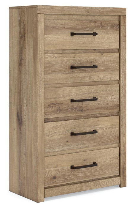 Brozmont - Five Drawer Chest - Tan – Accent Chests by Benchcraft® at Furniture Wholesale Plus , Nashville furniture store
