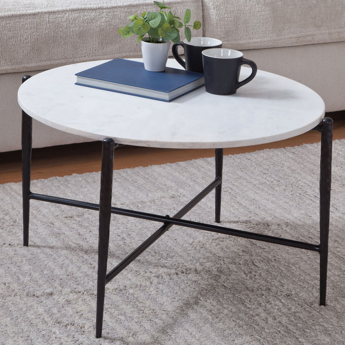 Loxie - Marble Top Round Table – Coffee Tables by Steve Silver Furniture at Furniture Wholesale Plus , Nashville furniture store