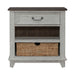 River Place - Bedside Chest With Charging Station - Riverstone White & Tobacco – Bedside Chests by Liberty Furniture at Furniture Wholesale Plus , Nashville furniture store