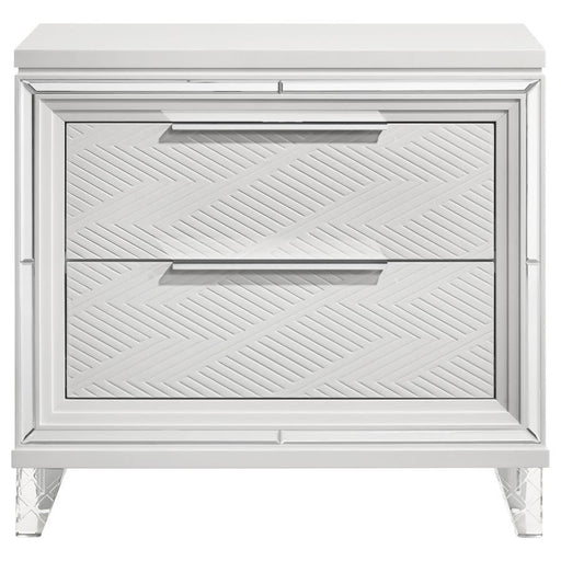 Marmore - 2-Drawer Nightstand Bedside Table - White – Nightstands w/ Charging Stations by Coaster Fine Furniture at Furniture Wholesale Plus , Nashville furniture store